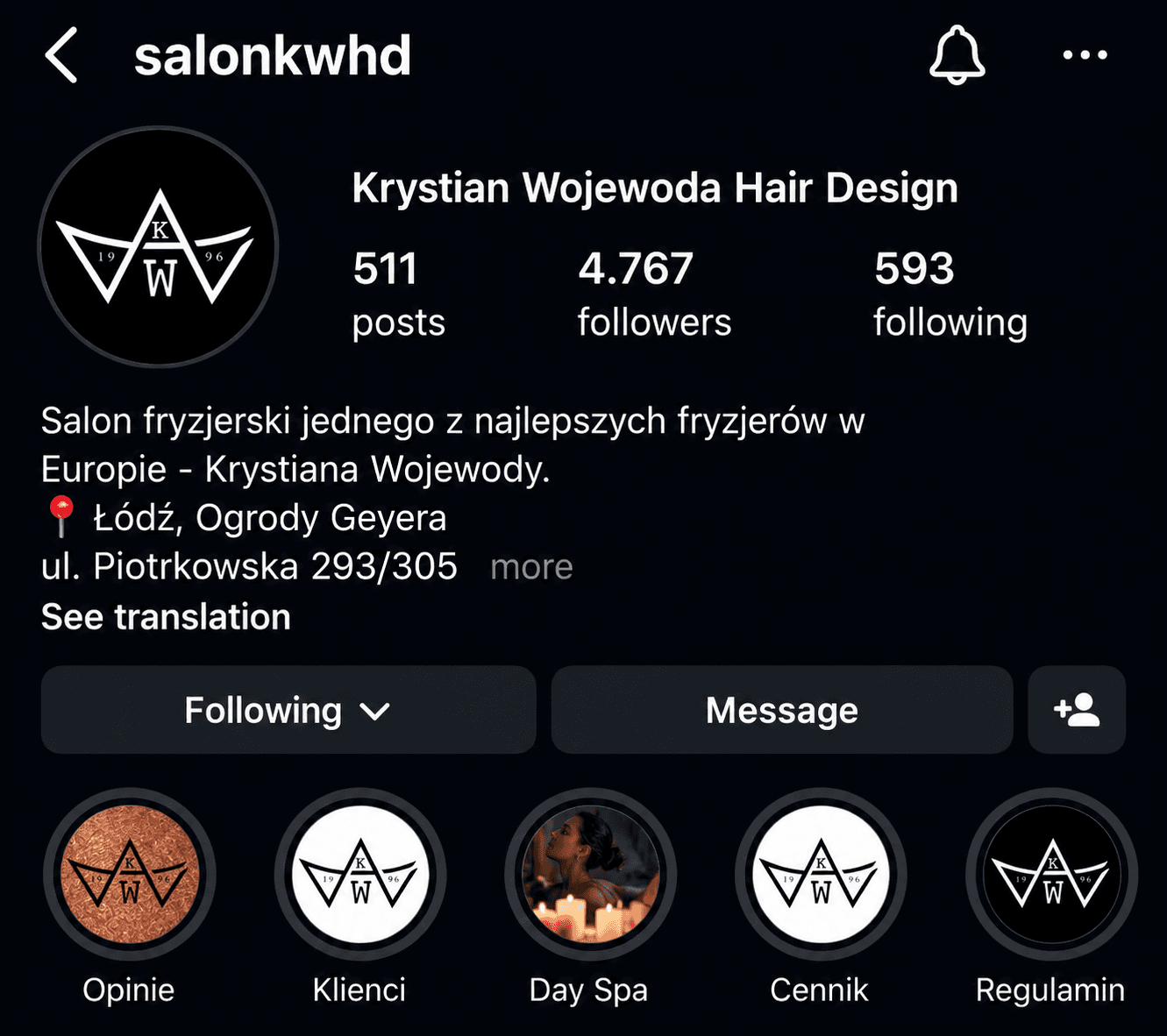 Instagram Krystian Wojewoda Hair Design